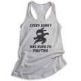 thumbnail image 1 of Every Bunny Was Fung Fu Fighting Tank Top, Ladies Racerback Tank Top, Easter Rabbit Bunny Tank, Ninja Tank, Silver Gray, X-Large, 1 of 3