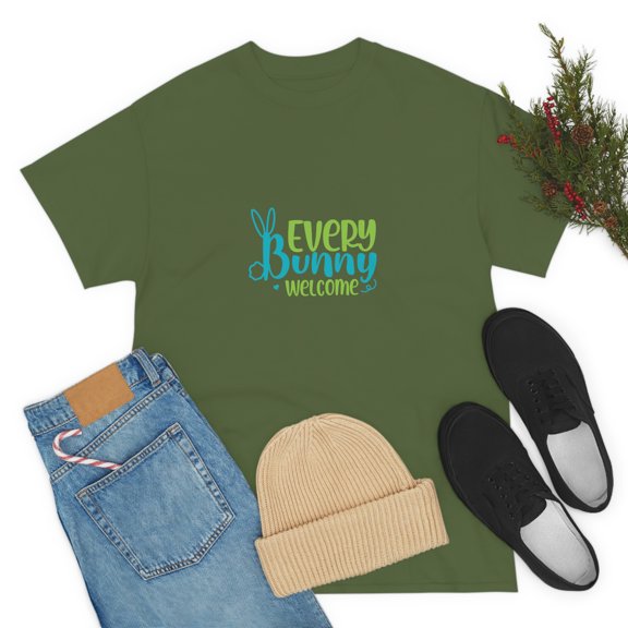 Every Bunny Welcome Happy Easter Unisex Heavy Cotton Tee