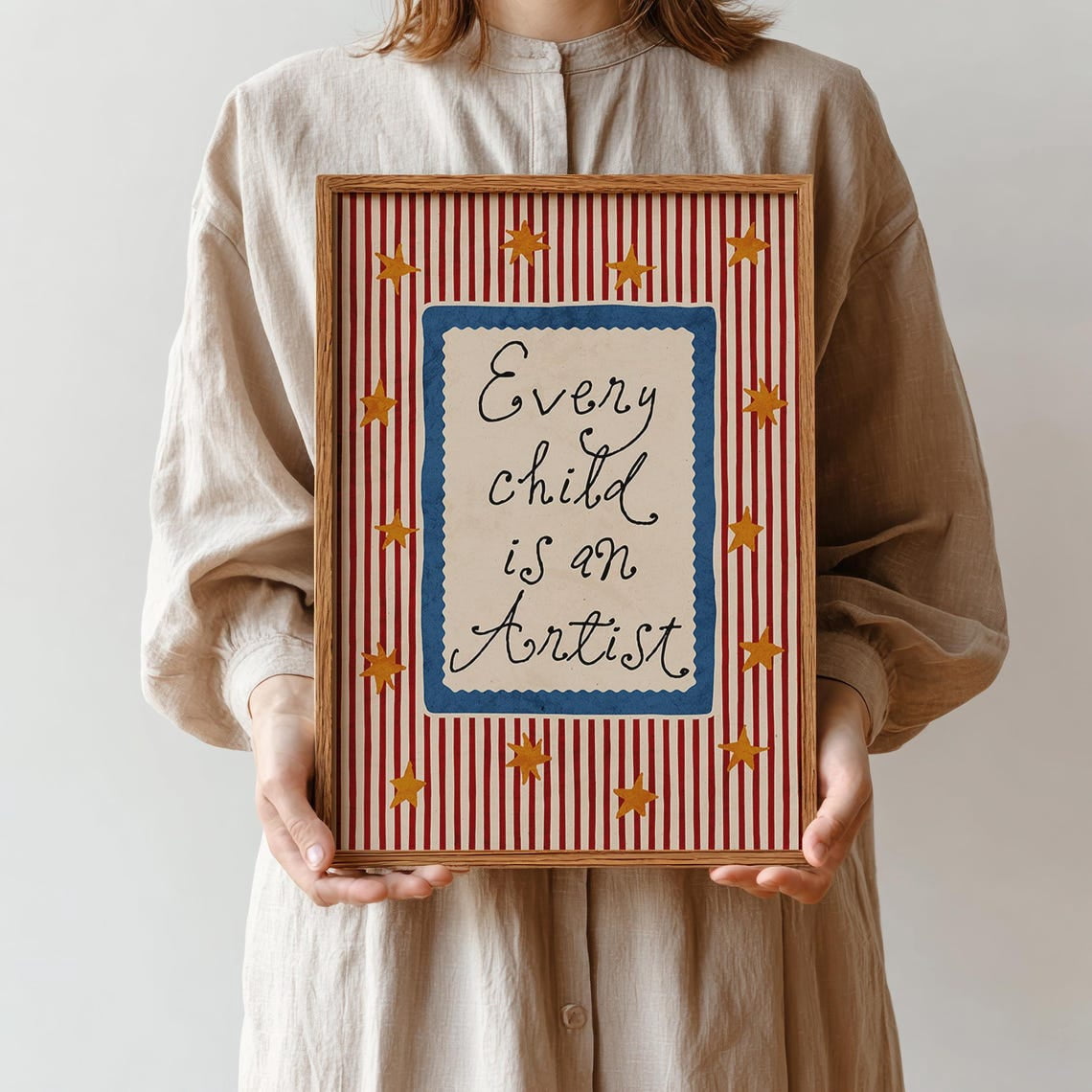 Every Child Is An Artist Poster, Red Striped Retro Quote And Creative ...