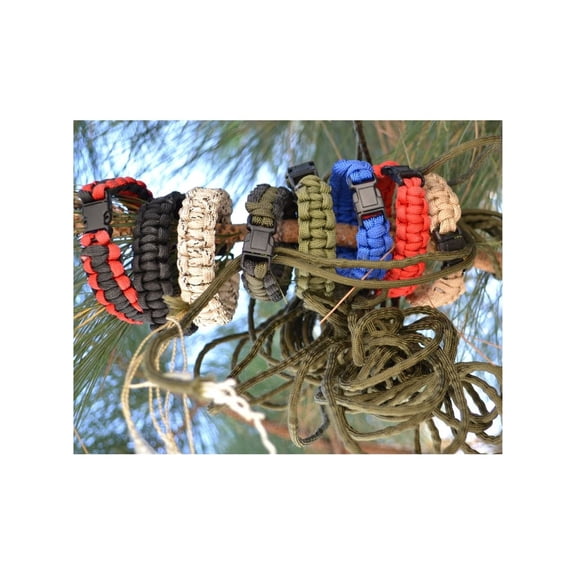 Every Day Carry 6ft Tactical Military Survival Hiking Paracord Bracelet, Khaki Mix