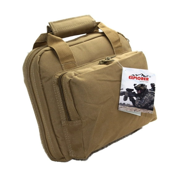 Every Day Carry Dual Pistol Padded Case Magazine Holster and Lockable Zipper - Tan