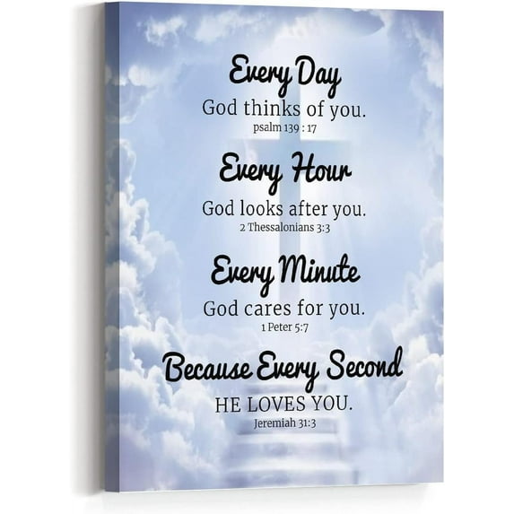 Every Day God Bless You Bible Verses Wall Art Canvas, Psalms Scripture Prayer Canvas Framed Wall Art Ready to Hang For Christian Home Church Office Wall Decor 12"x 15"
