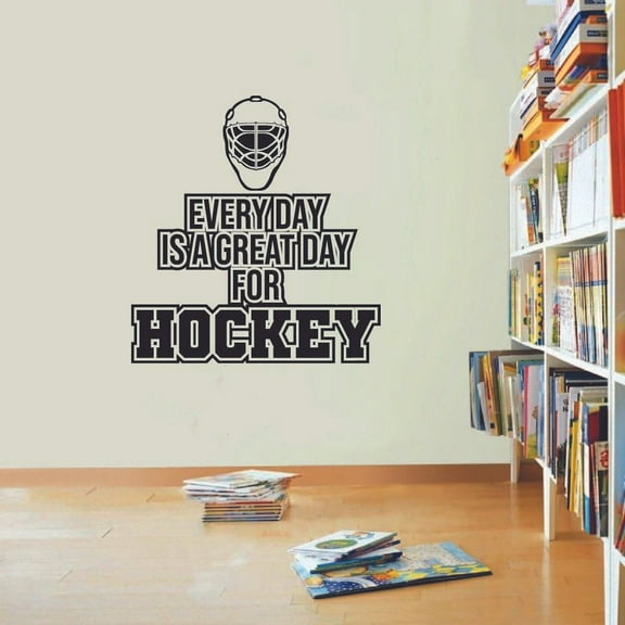 Every Day Is A Great Day For Hockey Sport Quotes Quote Ice Hockey Sport Inspirational Quotes Wall Sticker Vinyl Home Decor For Home Room Living Room Bedroom Decoration Sticker Decal Size (40x40 inch)