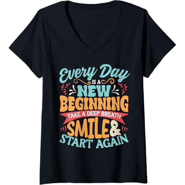 Every Day Is A New Beginning Smile Again New Years 2024 VNeck TShirt