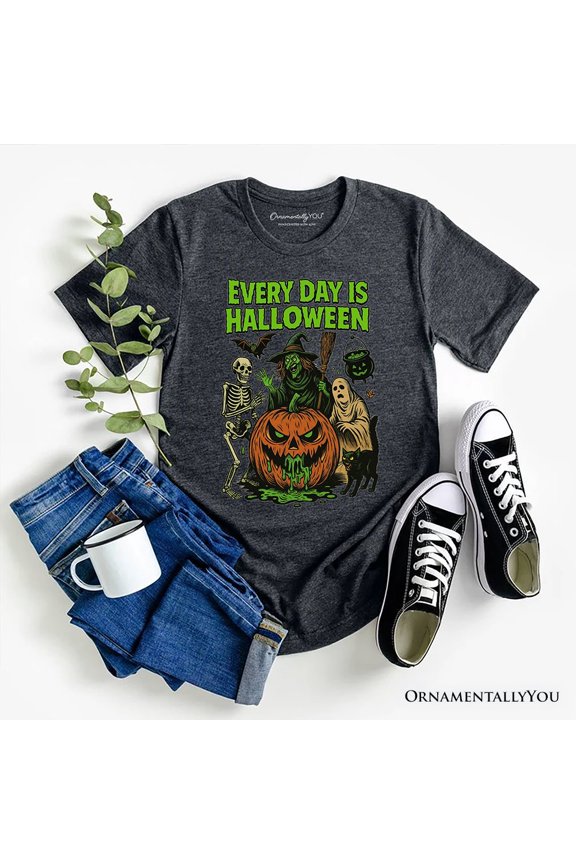 Every Day Is Halloween T-Shirt, Vintage Pumpkin Witch Spooky Tee for Eternal Spook Enthusiasts