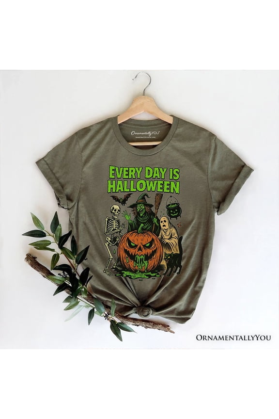 Every Day Is Halloween T-Shirt, Vintage Pumpkin Witch Spooky Tee for Eternal Spook Enthusiasts