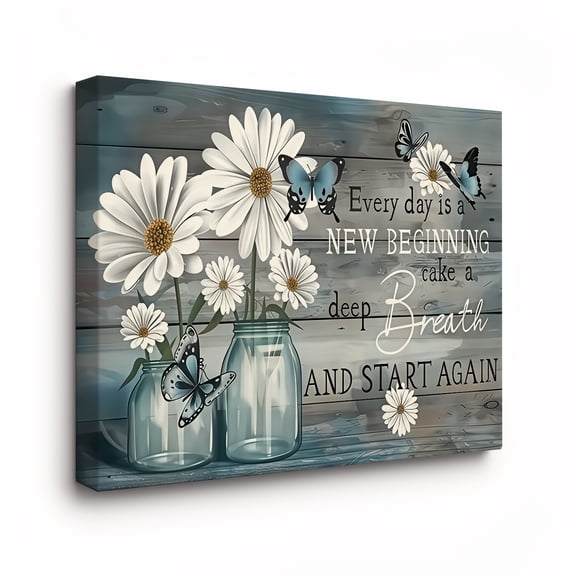 Every Day Is a New Beginning Canvas Wall Art with Framed Print