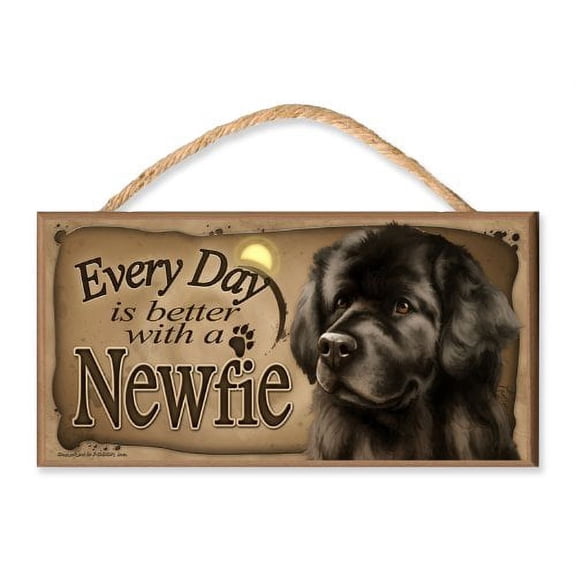 Every Day is Better With a Newfoundland Wooden Dog Sign / Plaque featuring the Art of S. Rogers