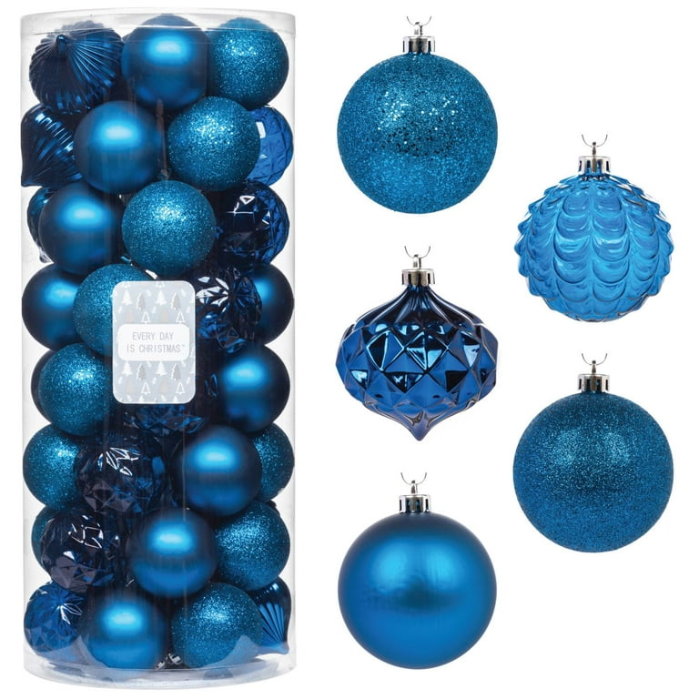  Christmas Tree Ornament Set, 24 Black Glitter/Matte