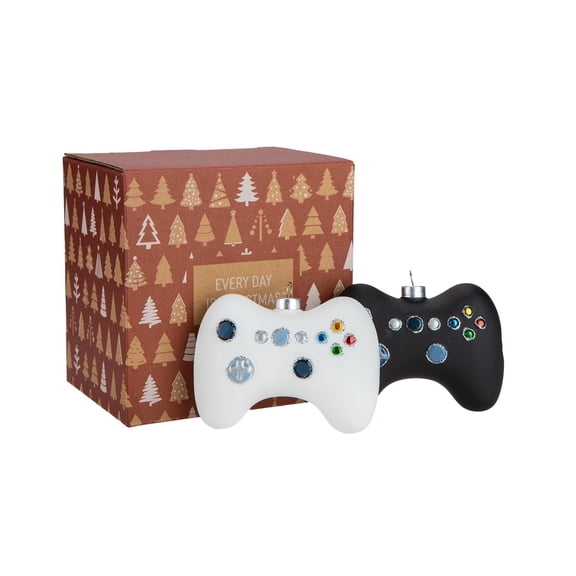 Every Day is Christmas Ornament, Christmas Tree Ornaments and Glass Blown Figurines, Game Controllers Set of 2