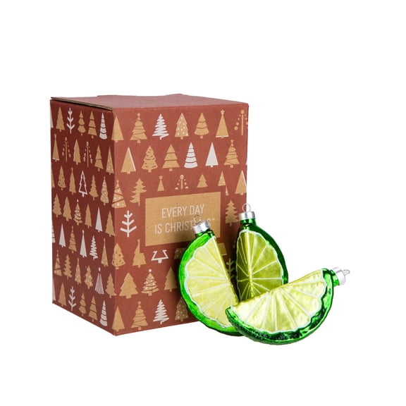 Every Day is Christmas Ornament, Christmas Tree Ornaments and Glass Blown Figurines, Limes Set of 3