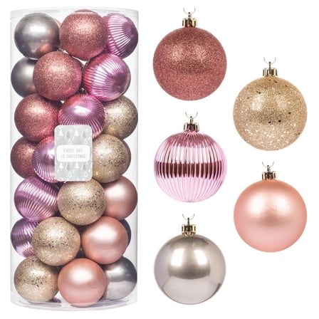Every Day is Christmas Ornaments, Shatterproof Christmas Tree Ornament Set, Christmas Balls Decoration 35 Count (2.75"/70mm, Gold Iridium)