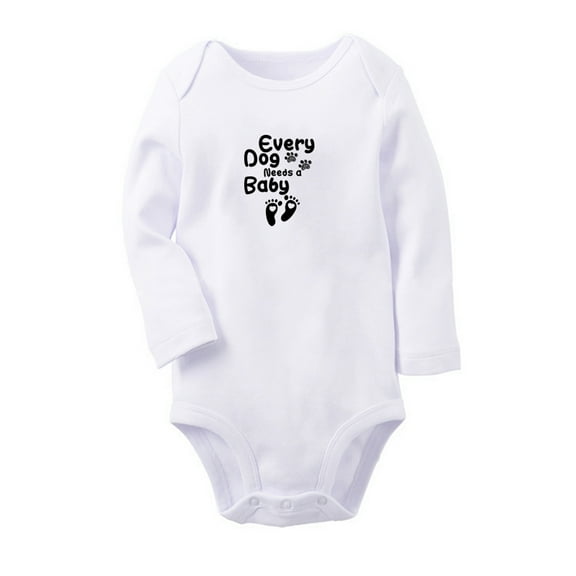 Every Dog Needs Baby Funny Rompers, Newborn Baby Unisex Bodysuits, Infant Jumpsuits, Toddler 0-12 Months Kids Long Sleeves Oufits (White, 6-12 Months)