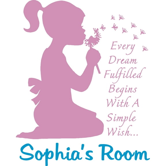 Every Dream Fulfilled Quotes Wish Customized Wall Decal - Custom Vinyl Wall Art - Personalized Name - Baby Girls Boys Kids Bedroom Wall Decal Room Decor Wall Stickers Decoration Size (30x15 inch)