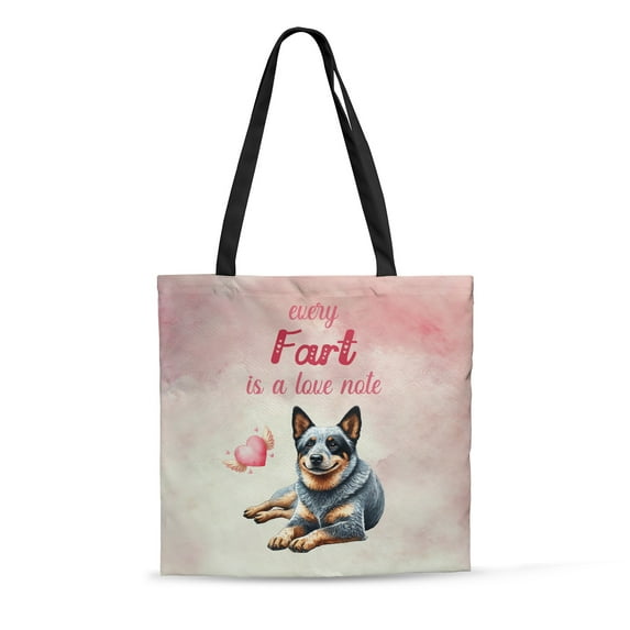 Every Fart is Love Note Australian Cattle Dog Guilty Face Happy Valentine's All Over Print 3D Canvas Tote Bag Heeler Lover Gifts Reusable Handbag - 01016