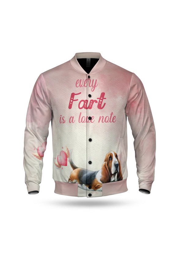 Every Fart is Love Note Basset Hound Guilty Face Happy Valentine's All Over Print 3D Baseball Jacket Bassets Dog Breed Lovers Gifts Idea Bomber Jacket Softball - 01016