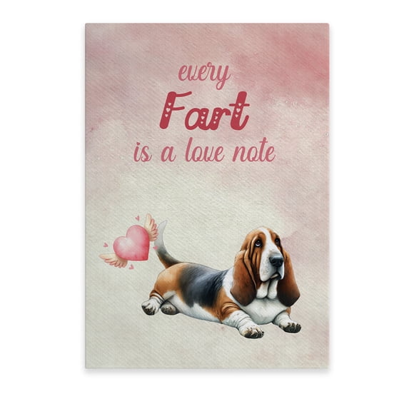Every Fart is Love Note Basset Hound Guilty Face Happy Valentine's Vertical Matte Canvas Poster Bassets Dog Breed Lovers Gifts Idea Wall Art Home Decor - 01016
