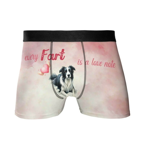 Every Fart is Love Note Border Collie Guilty Face Happy Valentine's All Over Print Boxer Briefs Underwear for Men Dad Borders Dog Lovers Gifts Idea - 01016