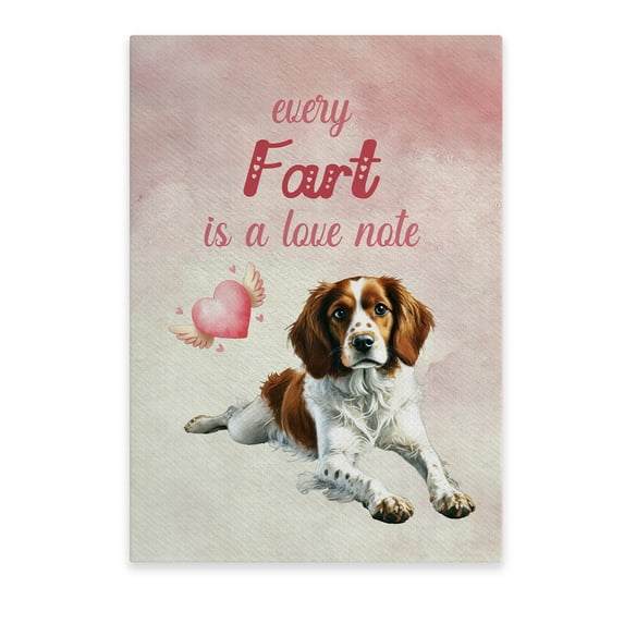 Every Fart is Love Note Brittany Spaniel Guilty Face Happy Valentine's Vertical Matte Canvas Poster Brittany Dog Lover Gifts Idea Wall Art Home Decor - 01016