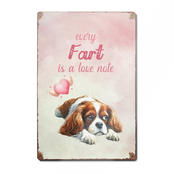 Every Fart is Love Note Cavalier King Charles Spaniel Guilty Face Valentine's Vertical Metal ...