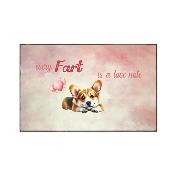Every Fart is Love Note Corgi Guilty Face Happy Valentine's Indoor Rug Welsh Corgi Dog Lover Gifts Idea Carpet Living Bed Room Sofa Home Decor - 01016