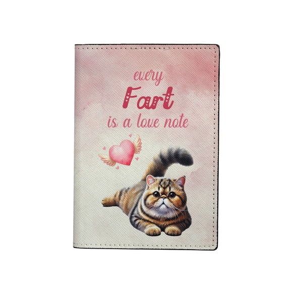 Every Fart is Love Note Exotic Shorthair Guilty Face Happy Valentine's Travel Passport Wallet Cat Lover Kitten Owner Gifts PU Leather Passport Holder Cover - 01016
