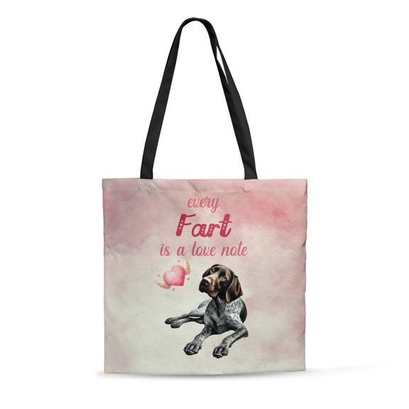 Every Fart is Love Note German Shorthaired Pointer Guilty Face Happy Valentine's All Over Print 3D Canvas Tote Bag GSP Lover Dog Gift Reusable Handbag - 01016