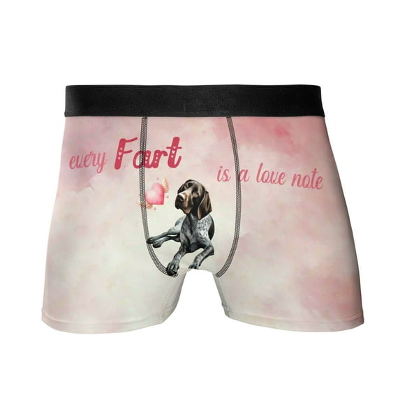 Every Fart is Love Note German Shorthaired Pointer Guilty Face Happy Valentine's All Over Print Boxer Briefs Underwear for Men Dad GSP Lover Dog Gift - 01016
