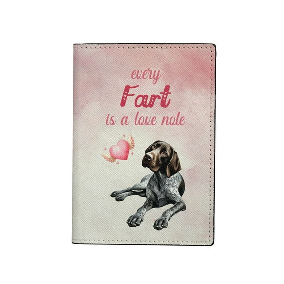 Every Fart is Love Note German Shorthaired Pointer Guilty Face Happy Valentine's Travel Passport Wallet GSP Lover Dog Gift PU Leather Passport Holder Cover - 01016