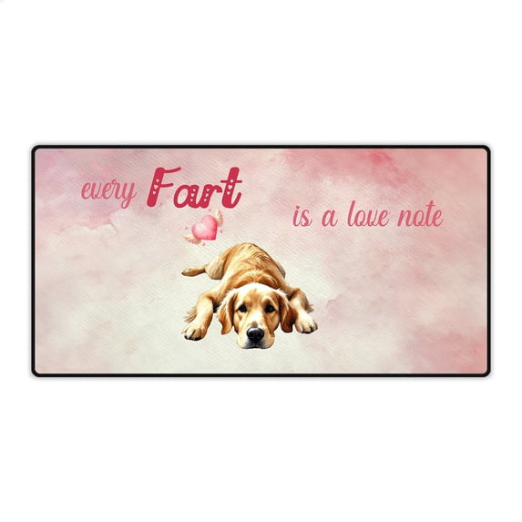 Every Fart is Love Note Golden Retriever Guilty Face Happy Valentine's Desk Mat Full Keyboard Mouse Pad Goldens Dog Lover Gifts Idea Large Mousepad - 01016