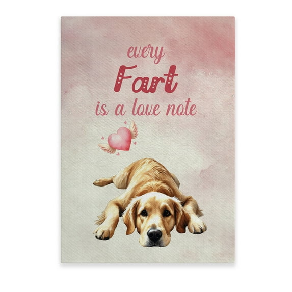Every Fart is Love Note Golden Retriever Guilty Face Happy Valentine's Vertical Matte Canvas Poster Goldens Dog Lover Gifts Idea Wall Art Home Decor - 01016