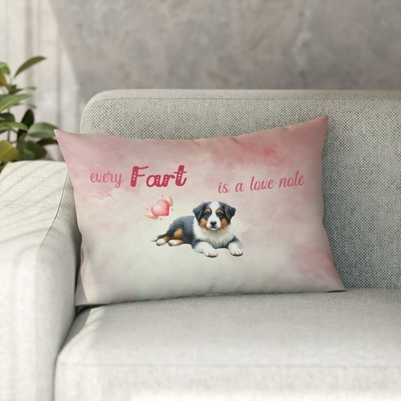 Every Fart is Love Note Miniature American Shepherd Guilty Face Happy Valentine's Pillowcase Double Sided MAS Dog Lover Gifts Pillow Case Covers - 01016