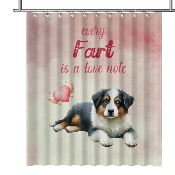 Every Fart is Love Note Miniature American Shepherd Guilty Face Happy Valentine's Shower Curtain MAS Dog Lover Gifts Waterproof Bathroom Bathtub Curtain - 01016