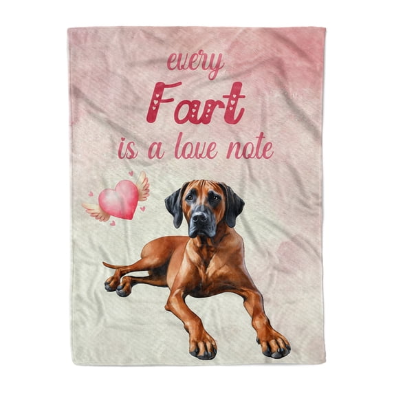 Every Fart is Love Note Rhodesian Ridgeback Guilty Face Happy Valentine's Cozy Fleece Blanket Ridgebacks Dog Lover Gifts Warm Soft Throw Blanket - 01016