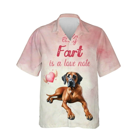 Every Fart is Love Note Rhodesian Ridgeback Guilty Face Happy Valentine's Hawaiian Shirt Breathable Summer Unisex Merch Ridgebacks Dog Lover Gifts - 01016
