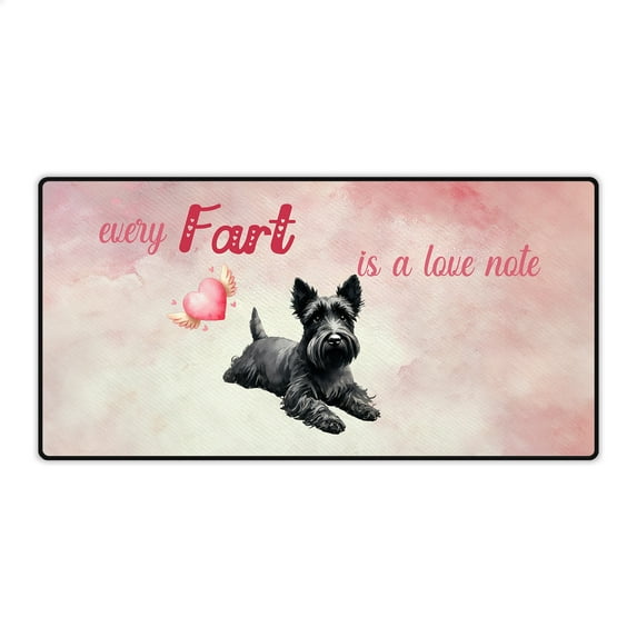 Every Fart is Love Note Scottish Terrier Guilty Face Happy Valentine's Desk Mat Full Keyboard Mouse Pad Scottie Dog Lover Gifts Large Mousepad - 01016