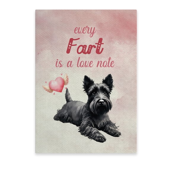 Every Fart is Love Note Scottish Terrier Guilty Face Happy Valentine's Vertical Matte Canvas Poster Scottie Dog Lover Gifts Wall Art Home Decor - 01016