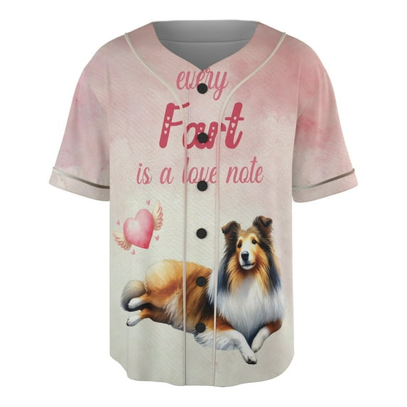 Every Fart is Love Note Shetland Sheepdog Guilty Face Happy Valentine's All Over Print 3D Baseball Shirt Sheltie Dog Lover Gifts Softball Sport - 01016