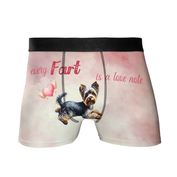 Every Fart is Love Note Yorkshire Terrier Guilty Face Happy Valentine's All Over Print Boxer Briefs Underwear for Men Dad Yorkie Dog Lover Gifts - 01016