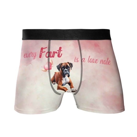 Every Fart is Love Note Boxer Guilty Face Happy Valentine's All Over Print Boxer Briefs Underwear for Men Dad Boxers Dog Lover Gifts Idea - 01016