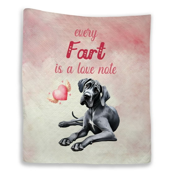 Every Fart is Love Note Great Dane Guilty Face Happy Valentine's Quilt Blanket Danes Dog Lover Gifts Cozy Comforter Throw Blanket - 01016
