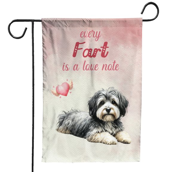 Every Fart is Love Note Havanese Guilty Face Happy Valentine's Garden Flag 12x18in Double Sided Havanese Dog Lover Gifts Idea Outdoor Decor - 01016