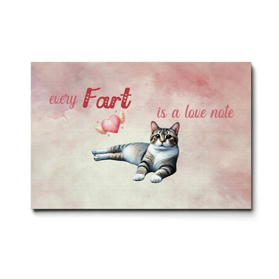 Every Fart is Love Note Manx Guilty Face Happy Valentine's Horizontal Matte Canvas Poster Cat Lover Kitten Owner Gifts Wall Art Home Decor - 01016