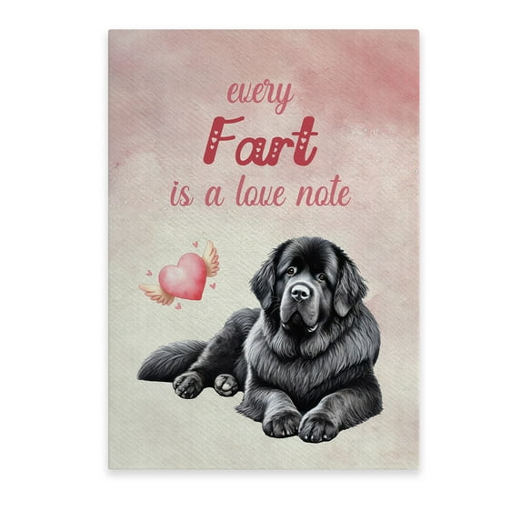 Every Fart is Love Note Newfoundland Guilty Face Happy Valentine's Vertical Matte Canvas Poster Newfie Dog Lover Gifts Wall Art Home Decor - 01016