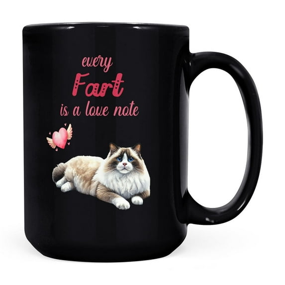 Every Fart is Love Note Ragdoll Guilty Face Happy Valentine's Mug Cat Lover Kitten Owner Gifts Idea Coffee Tea Cup - 01016