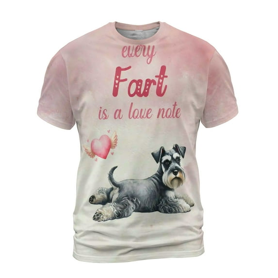 Every Fart is Love Note Schnauzer Guilty Face Happy Valentine's All Over Print 3D Shirt Unisex Merch Miniature Schnauzer Dog Lover - 01016