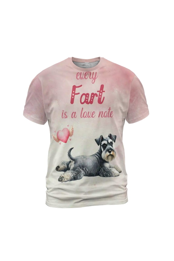 Every Fart is Love Note Schnauzer Guilty Face Happy Valentine's All Over Print 3D Shirt Unisex Merch Miniature Schnauzer Dog Lover - 01016