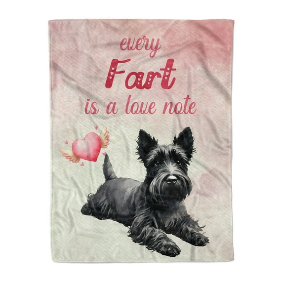 Every Fart is Love Note Scottish Terrier Guilty Face Happy Valentine's Cozy Fleece Blanket Scottie Dog Lover Gifts Warm Soft Throw Blanket - 01016