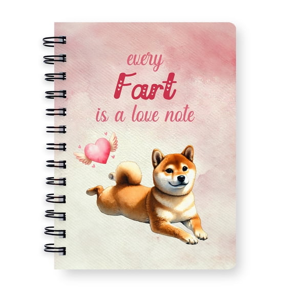 Every Fart is Love Note Shiba Inu Guilty Face Happy Valentine's Spiral Bound Journal Shibas Dog Lovers Gifts Idea 5x7in Spiral Notebook - 01016