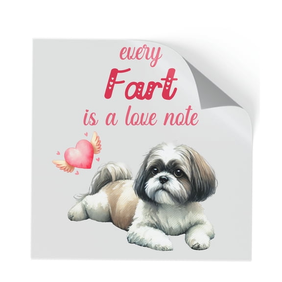 Every Fart is Love Note Shih Tzu Guilty Face Happy Valentine's Cutout Transfer Sticker Lion Dog Lover Gifts Transparent Decal Art Decor - 01016